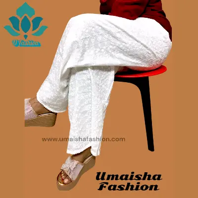 Picture of Chiken Cotton full Body Embroidery Work Salwar Plazzo Pyjamas Pant .