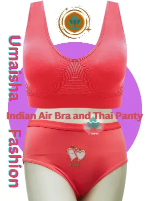 Picture of Cotton Fabrics Comfortable Multicolor Indian joy Semis bra and Thai Love Panty Set for Ladies.