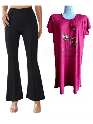 Picture of Modern Fashion Womans Flare Pant and T-Shirt Set.