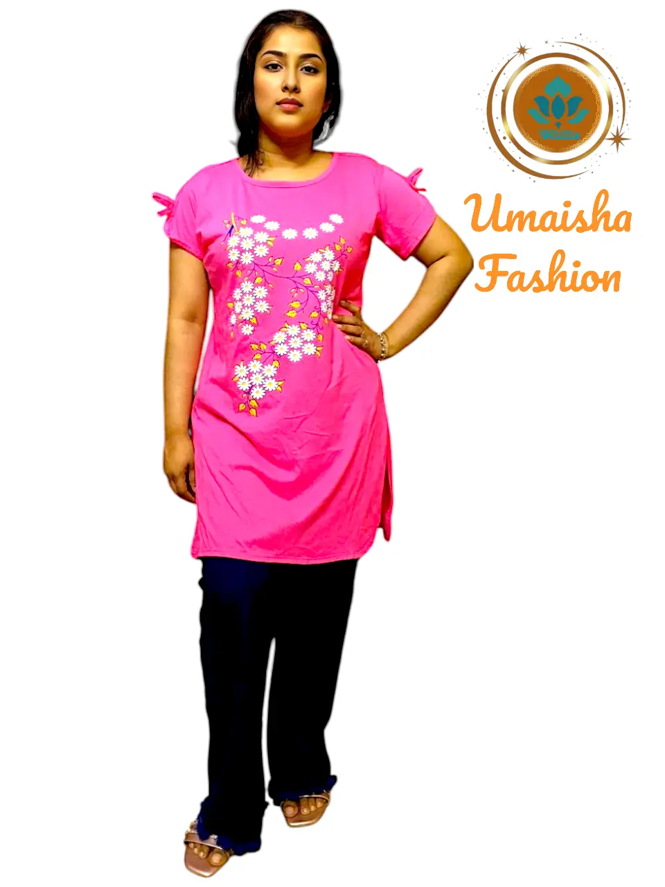 Picture of Denim Jeans Plazzo Pant and T-Shirt Set For Woman.