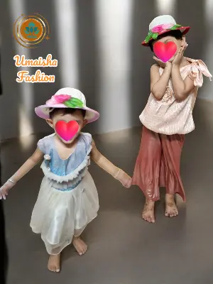 Picture of Kids  Girls  Cute Flower Summer Beach wear and Outdoor wear Sun Protected Hat