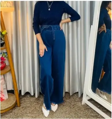 Picture of New Fashion ladies Stylish Denim Palazzo Pant For Woman. Jeans Palazzo Pant .