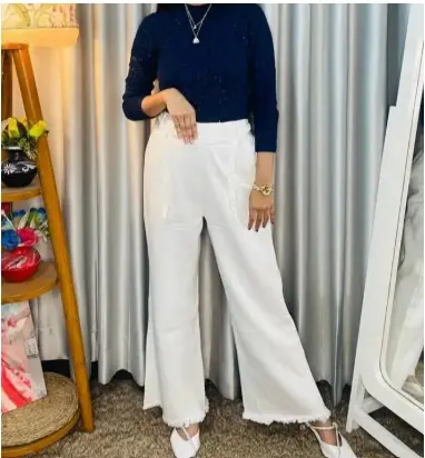 Picture of New Fashion ladies Stylish Denim Palazzo Pant For Woman. Jeans Palazzo Pant .