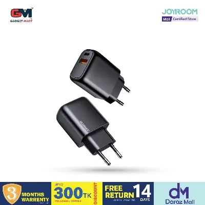Picture of JOYROOM L-QP204 Smart Dual Port PD+QC3.0 Travel Charger - EU Plug - Black