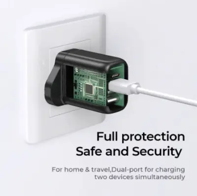 Picture of JOYROOM L-QP204 Smart Dual Port PD+QC3.0 Travel Charger - EU Plug - Black