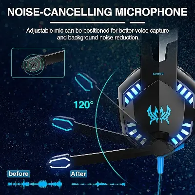 Picture of Kotion Each G2000 Over-ear Gaming Headphone with Mic and Stereo Bass LED Light - Blue