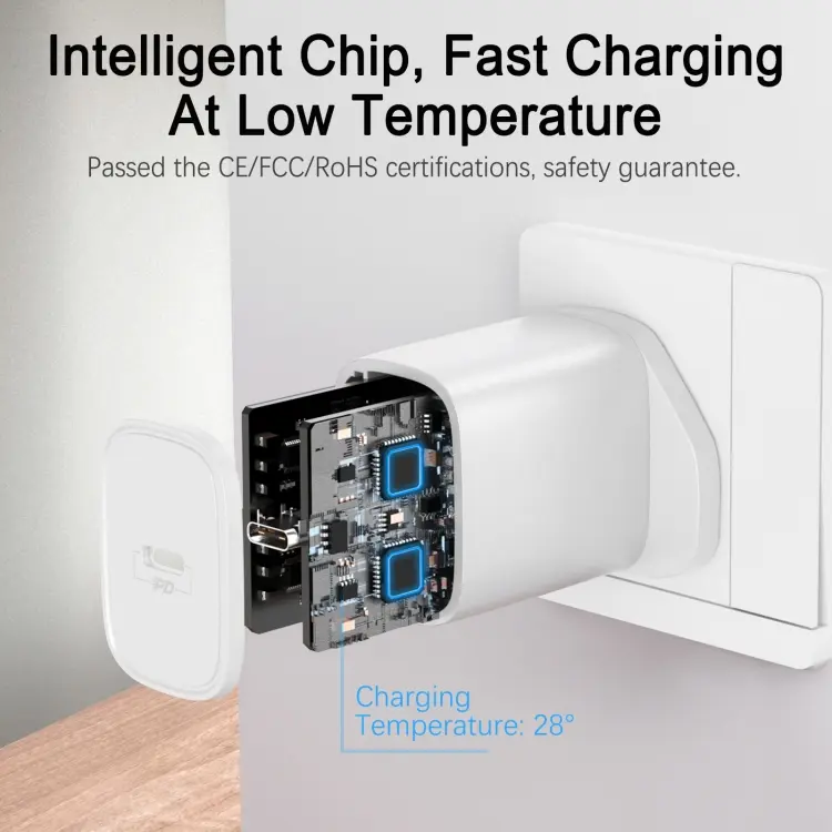 Picture of Joyroom 20W PD Fast Wall Charger Nano Fast Charger For IPhone 14 Compact Fast Charger UK Plug - White