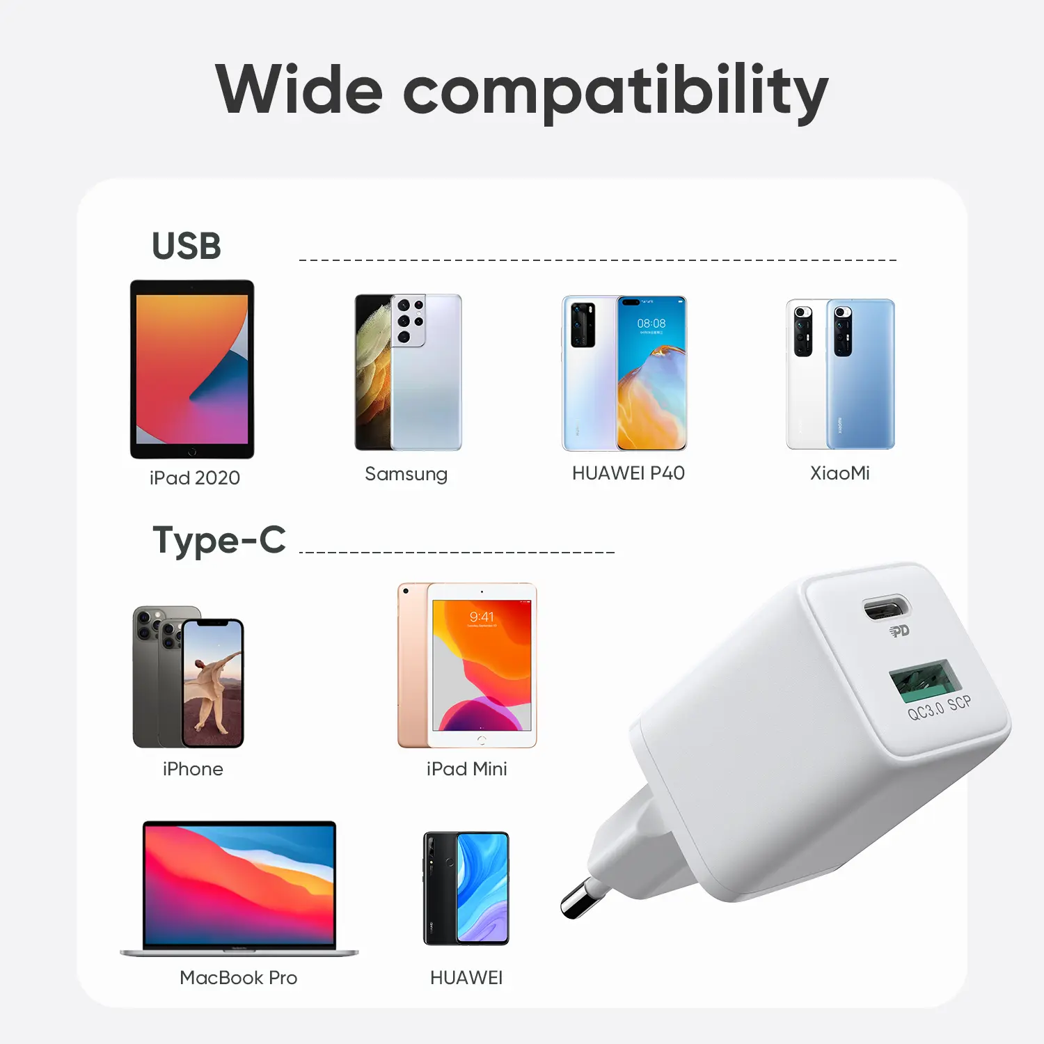 Picture of Joyroom 30W Quick Charge 3.0 USB Charging For iPhone Samsung Huawei Xiaomi 2 Port QC 3.0 Turbo Wall Charger CN Plug Adapter - White