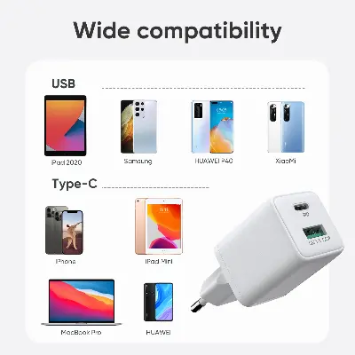 Picture of Joyroom 30W Quick Charge 3.0 USB Charging For iPhone Samsung Huawei Xiaomi 2 Port QC 3.0 Turbo Wall Charger CN Plug Adapter - White