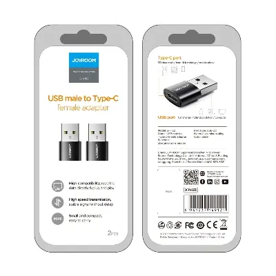 Picture of Joyroom S-H152 USB male to Type-C female adapter - 2pcs - Black