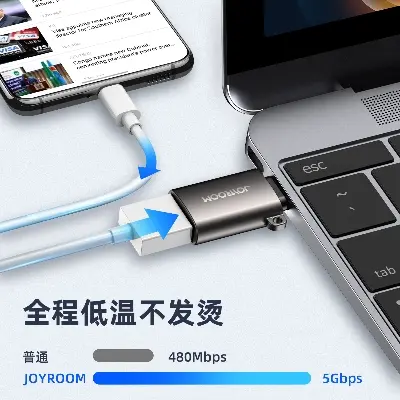 Picture of Joyroom S-H151 Type-C male to USB Female Adapter Transmission Charging Converter Connector - Maroon