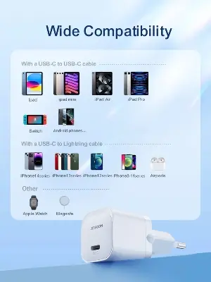 Picture of Joyroom JR-TCF02 PD 20W Mini intelligent fast charger (EU Plug) - White - White