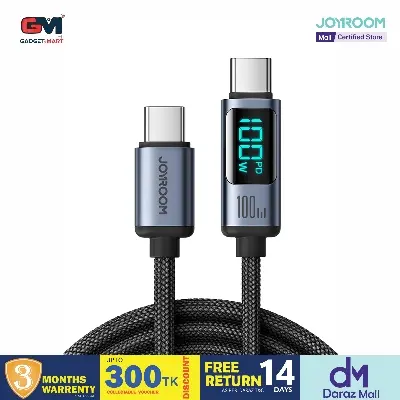 Picture of JOYROOM S-CC100A16 Prism Series 100W Type-C to Type-C Digital Display Fast Charging Data Cable – 1.2M - Black