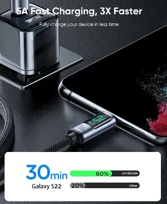 Picture of JOYROOM S-CC100A16 Prism Series 100W Type-C to Type-C Digital Display Fast Charging Data Cable – 1.2M - Black