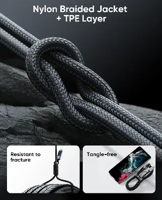 Picture of JOYROOM S-CC100A16 Prism Series 100W Type-C to Type-C Digital Display Fast Charging Data Cable – 1.2M - Black