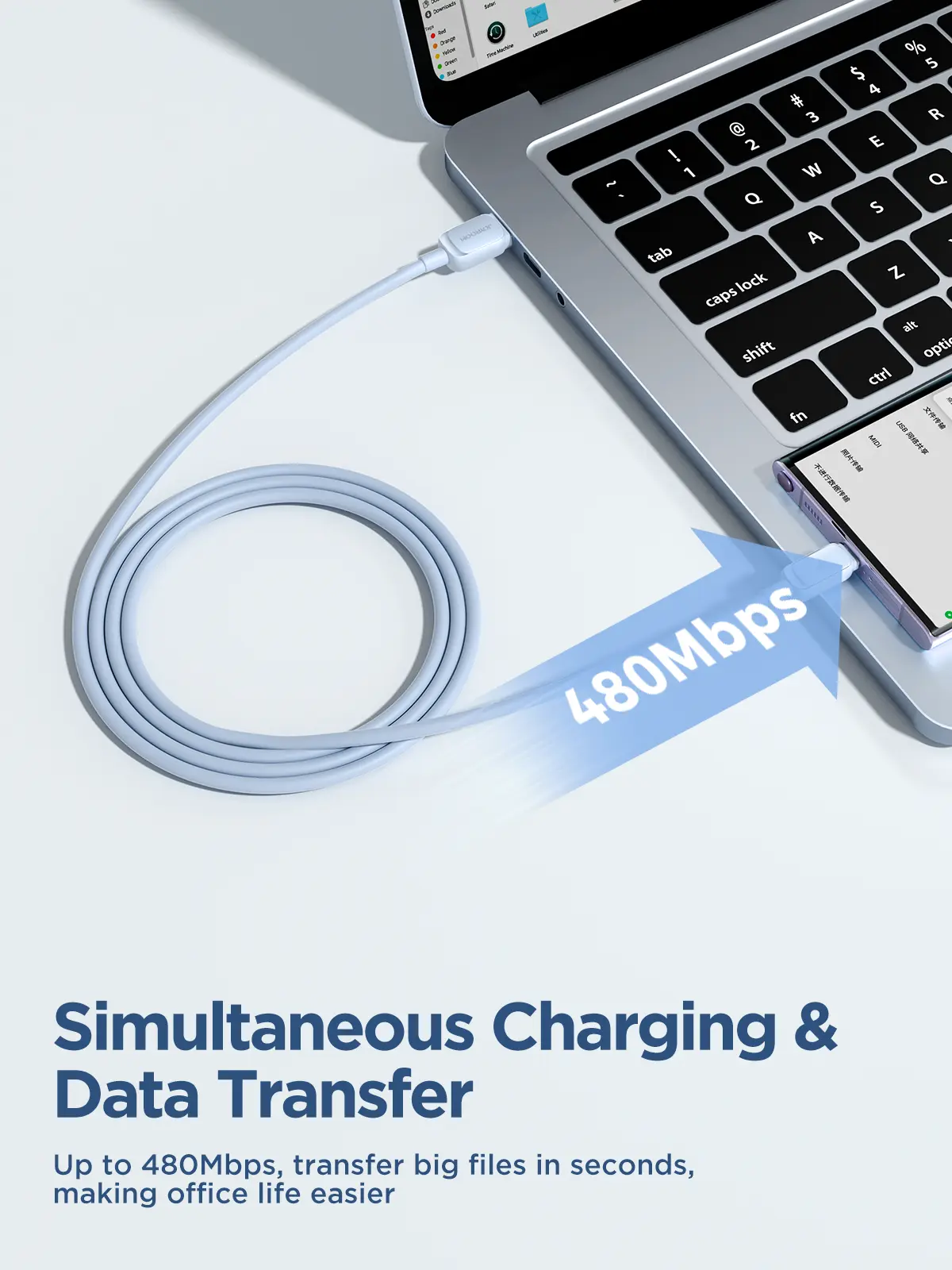 Picture of JOYROOM S-AC027A14 Multi-Color Series 3A USB-A to Type-C Fast Charging Data Cable 1.2m-Blue - Blue