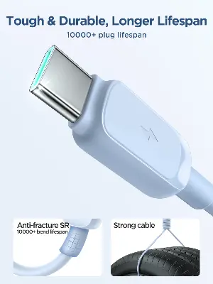 Picture of JOYROOM S-AC027A14 Multi-Color Series 3A USB-A to Type-C Fast Charging Data Cable 1.2m-Blue - Blue