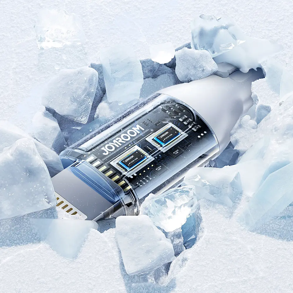 Picture of JOYROOM S-1T3018A15 Ice-Crystal Series 3.5A (USB to 8 Pin+Type-C+Micro USB) 3 in 1 Charging Cable- 1.2m - Black - White