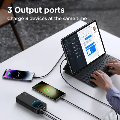 Picture of Joyroom PBF02 30W Super Fast Charging 20000mAh Big Capacity Power Bank with Troch Light For Laptop & Mobile - Black