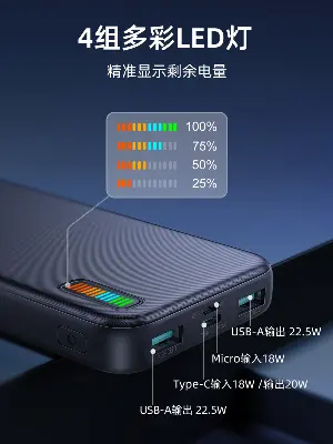 Picture of Joyroom JR-QP194 Dazzling Series 22.5W High Speed Charging 10000mAh Power Bank - Black - Black