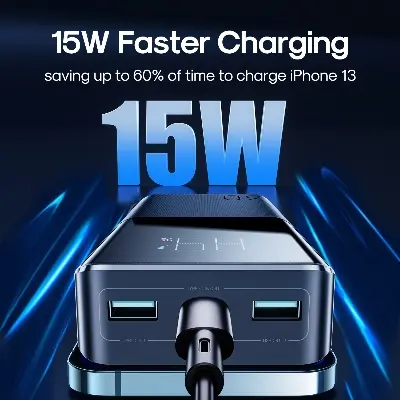 Picture of Joyroom JR-T015 15W Fast Charging 30000mAh Big Capacity Power Bank -Black - Black