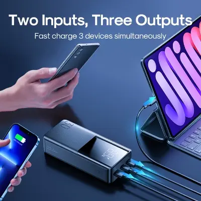 Picture of Joyroom JR-T015 15W Fast Charging 30000mAh Big Capacity Power Bank -Black - Black