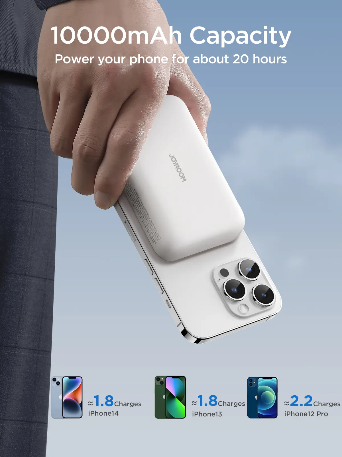 Picture of Joyroom JR-W020 New Released 20W Small & Mini PD Magnetic Wireless Power bank 10000mAh - Light Blue - Light blue