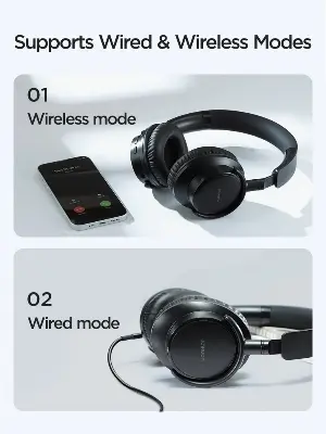 Picture of Joyroom JR-OH1 Long Battery Life Bluetooth Headset with Noise Cancelling Microphone - Black - Black