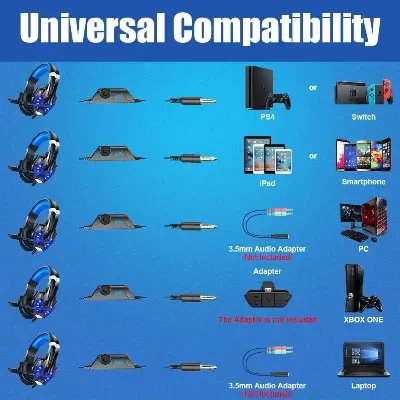 Picture of Kotion Each G9000 Over-Ear Gaming Headset 3.5mm Game Headphone Earphone with Microphone - Red - Red