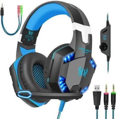 Picture of KOTION EACH G2000 LED Light Gaming Headset with Noise Cancelling Mic and 3D Surround Sound for PC, PS4, USB Connectivity - Black