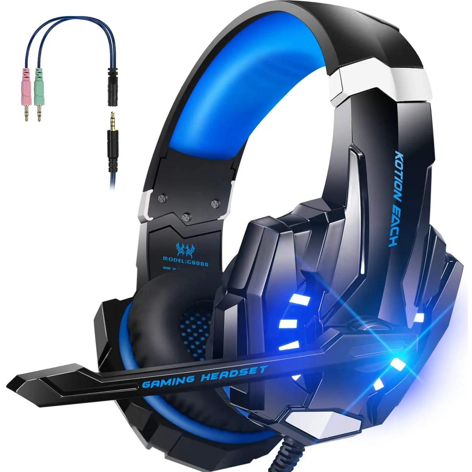 Picture of KOTION EACH G9000 3.5Mm Noise Reduction Gaming Headset Replacement For PC & Laptop with RGB Light - Blue - Blue