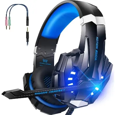Picture of KOTION EACH G9000 3.5Mm Noise Reduction Gaming Headset Replacement For PC & Laptop with RGB Light - Blue - Blue