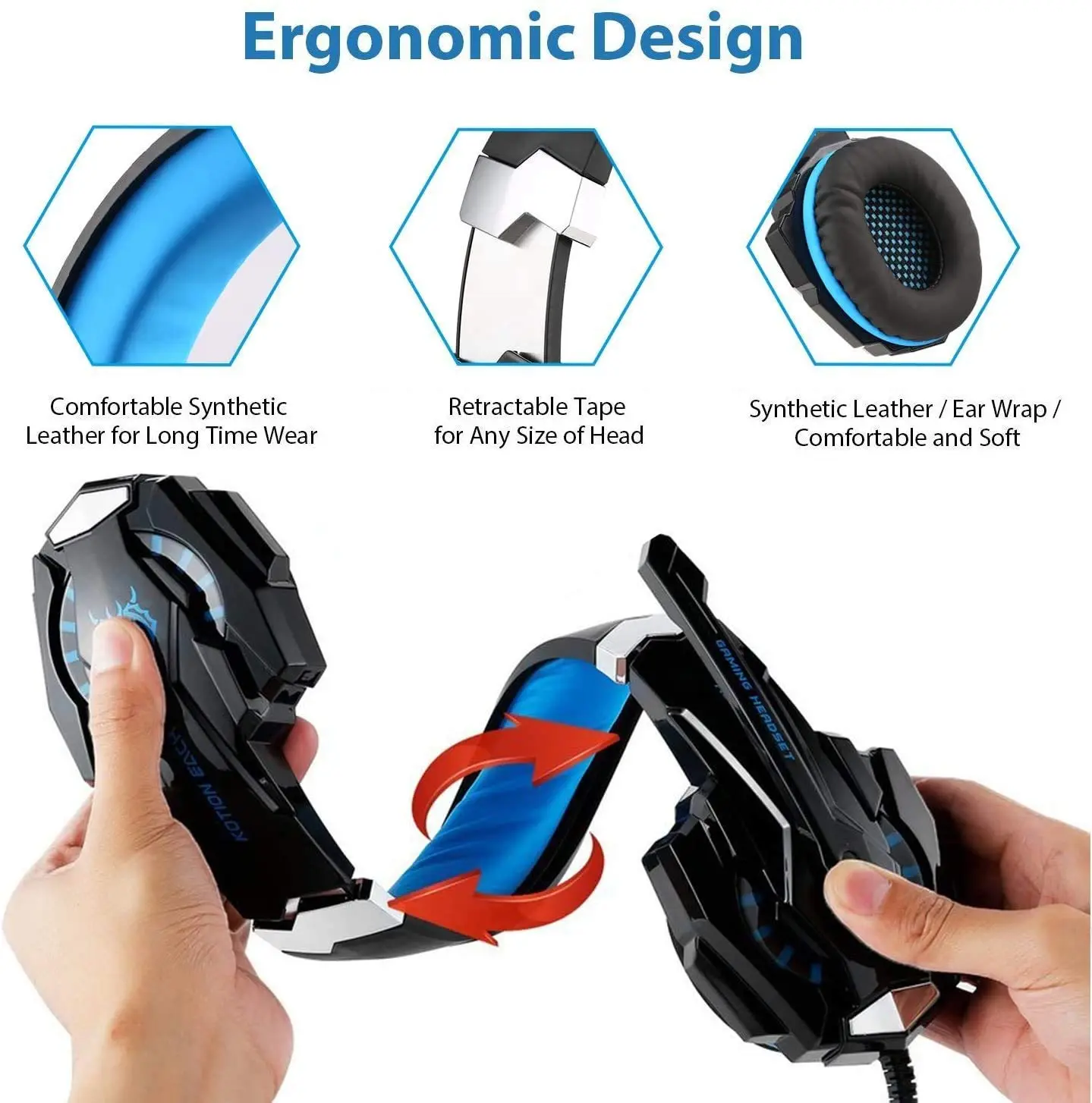 Picture of KOTION EACH G9000 3.5Mm Noise Reduction Gaming Headset Replacement For PC & Laptop with RGB Light - Blue - Blue