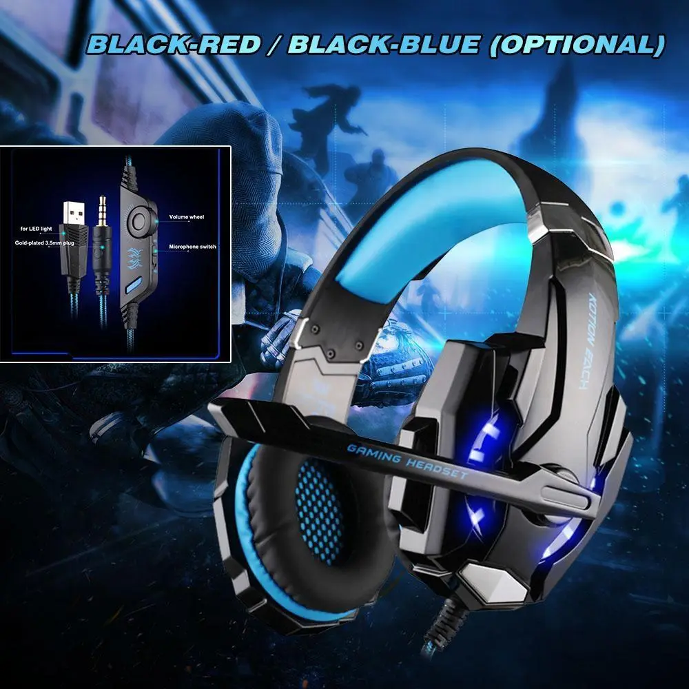 Picture of KOTION EACH G9000 3.5Mm Noise Reduction Gaming Headset Replacement For PC & Laptop with RGB Light - Blue - Blue
