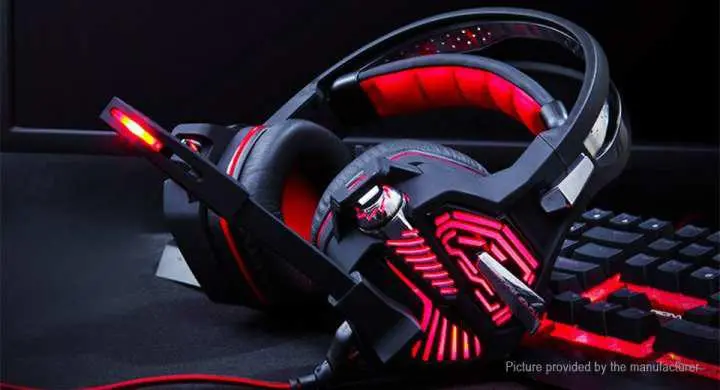 Picture of KOTION EACH GS100 Gaming Headphones With Microphone Deep Bass Stereo USB 7.1 Surround Sound Headsets Mic - Red - Red