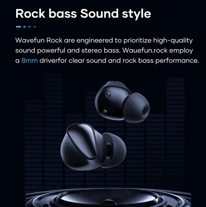 Picture of Wavefun Rock Wireless Earbuds - Black - Black