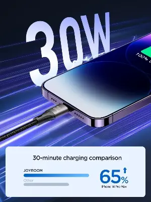Picture of Joyroom (SA25-CL3) Light-Speed Series 30W Fast Charging Data Cable (Type-C to Lightning) 1.2m-Black - Black