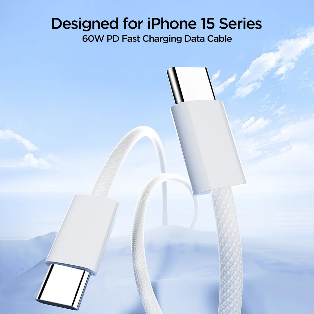 Picture of Joyroom (S-A45) Ben Series Braided 60W Fast Charging Data Cable (Type-C to Type-C) 1m-White - White