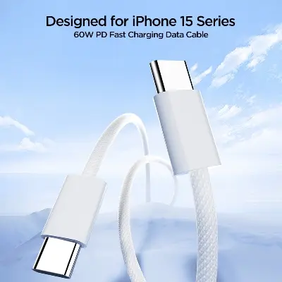 Picture of Joyroom (S-A45) Ben Series Braided 60W Fast Charging Data Cable (Type-C to Type-C) 1m-White - White