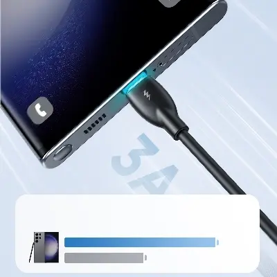 Picture of Joyroom S-A30 Star-Ring Series 3A Fast Charging Data Cable (USB-A to Type-C) 1m-Black - Black