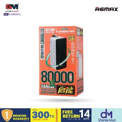 Picture of Remax RPP-291 80000mAh Big Capacity PD QC Fast Charging Camping Power Bank - White