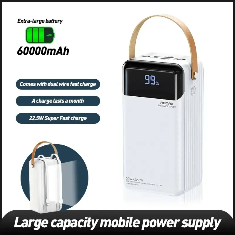 Picture of Remax RPP-565 PD 22.5W 60000mAh Fast Charging Large Capacity Power bank - White