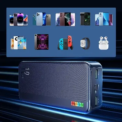 Picture of Joyroom JR-T018 12W 30000mAh Quick Charge Dazzling Series Power Bank - Black - Black