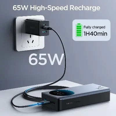 Picture of Joyroom JR-PBF04 65W Digital Display 20000mAh Fast Charging Power Bank - Black - Black