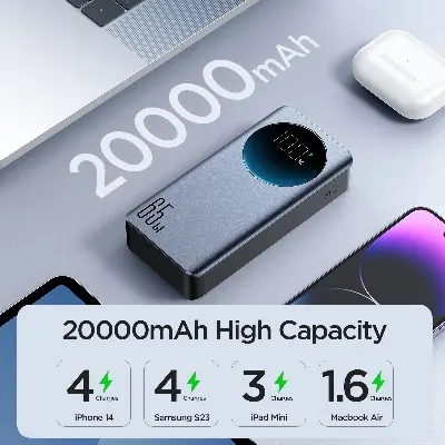 Picture of Joyroom JR-PBF04 65W Digital Display 20000mAh Fast Charging Power Bank - Black - Black