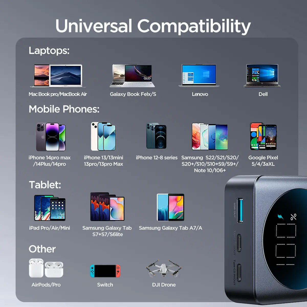 Picture of Joyroom JR-PBF05 65W Digital Display Fast Charging Power Bank 30000mAh -Black - Black