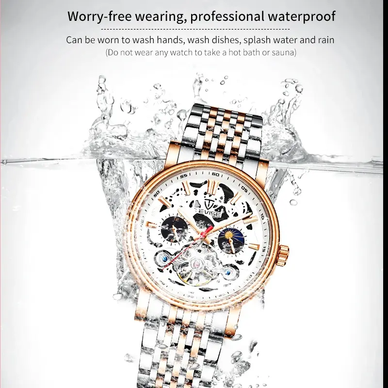 Picture of TEVISE T867 Luxury Branded Automatic Wrist Watches Stainless Steel Men Skeleton Watch - Black