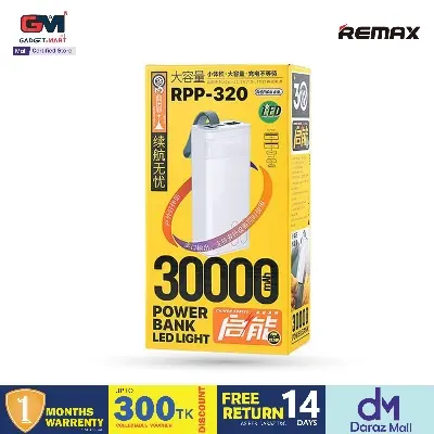 Picture of Remax RPP- 320 30000 mAh 20W+22.5W Super Fast Charging Powerbank  With Camping LED Light - Black