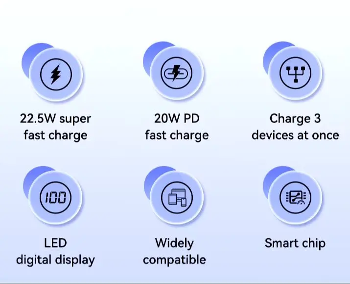 Picture of REMAX RPP-522 20W+22.5W PD+QC Powerbank 30000mAh Portable Smart Multi-Compatible Fast Charging Power Bank - Blue
