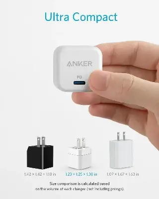 Picture of Anker Powerport III 20W Cube USB-C Charger PD Adapter - White